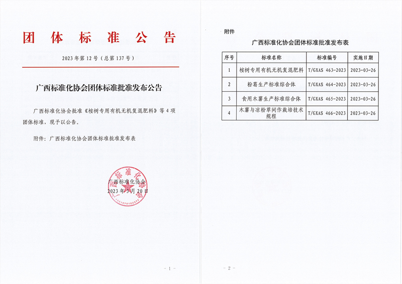 桉树专用有机无机复混肥料团标审定公告文件
